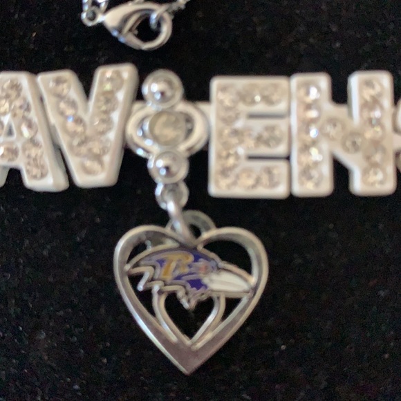 Baltimore Ravens block Name sparkle Ravens on 925 17” chain guc - Picture 3 of 8